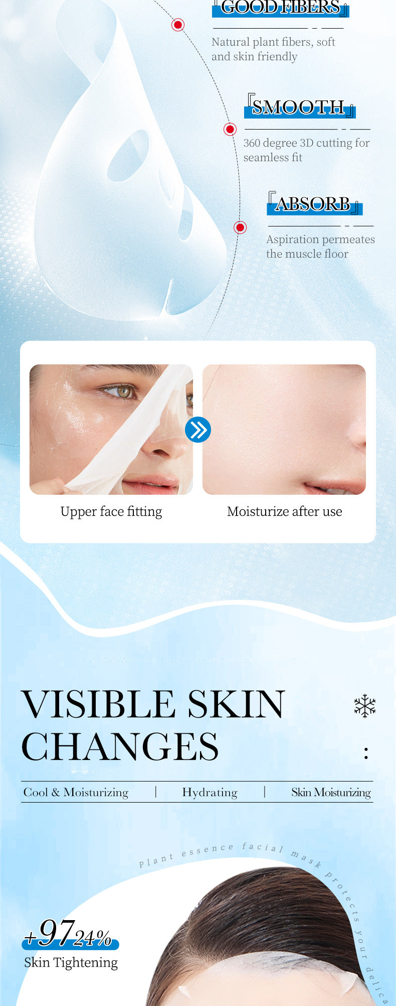 Ice Mask25g SADOER Deep Hydration Moisturizing Refreshing Face Mask Sheets Wholesale for Cross-Border Trade - 图片 12