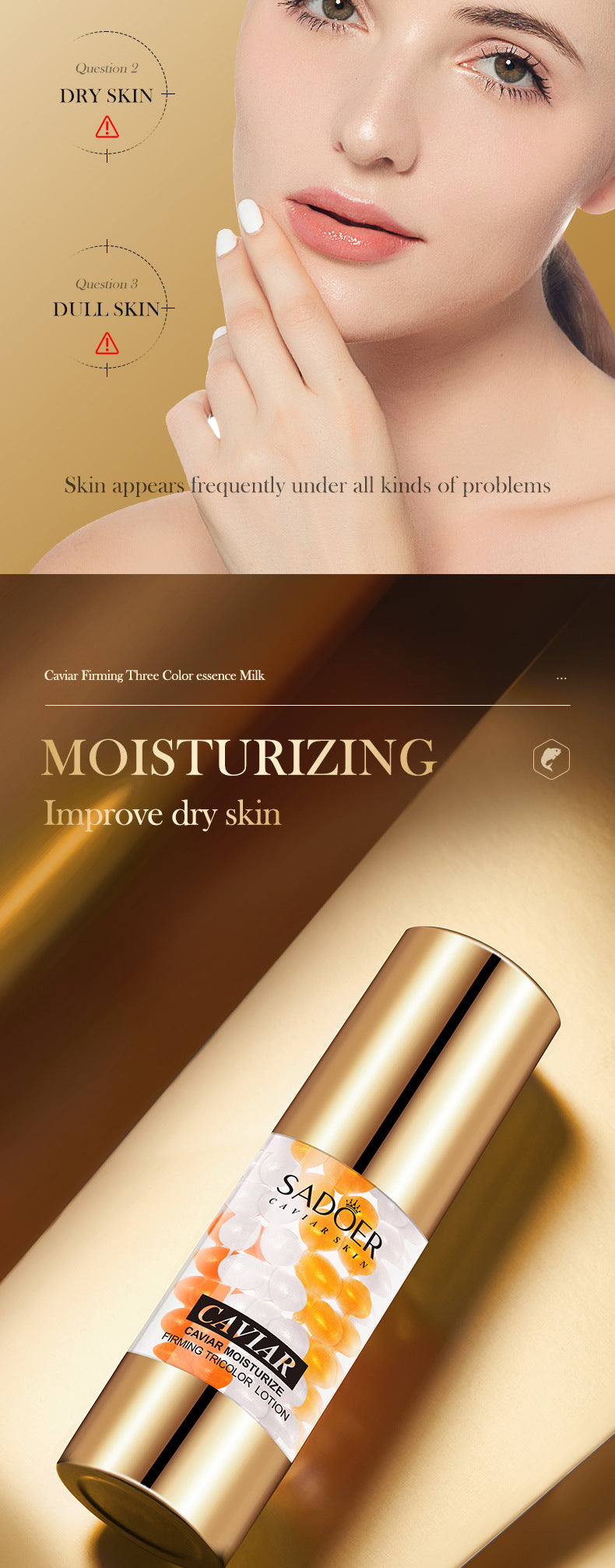 Caviar Essence Milk30mlSADOER Moisturizing and hydrating three-color lotion cross-border foreign trade wholesale - 图片 7