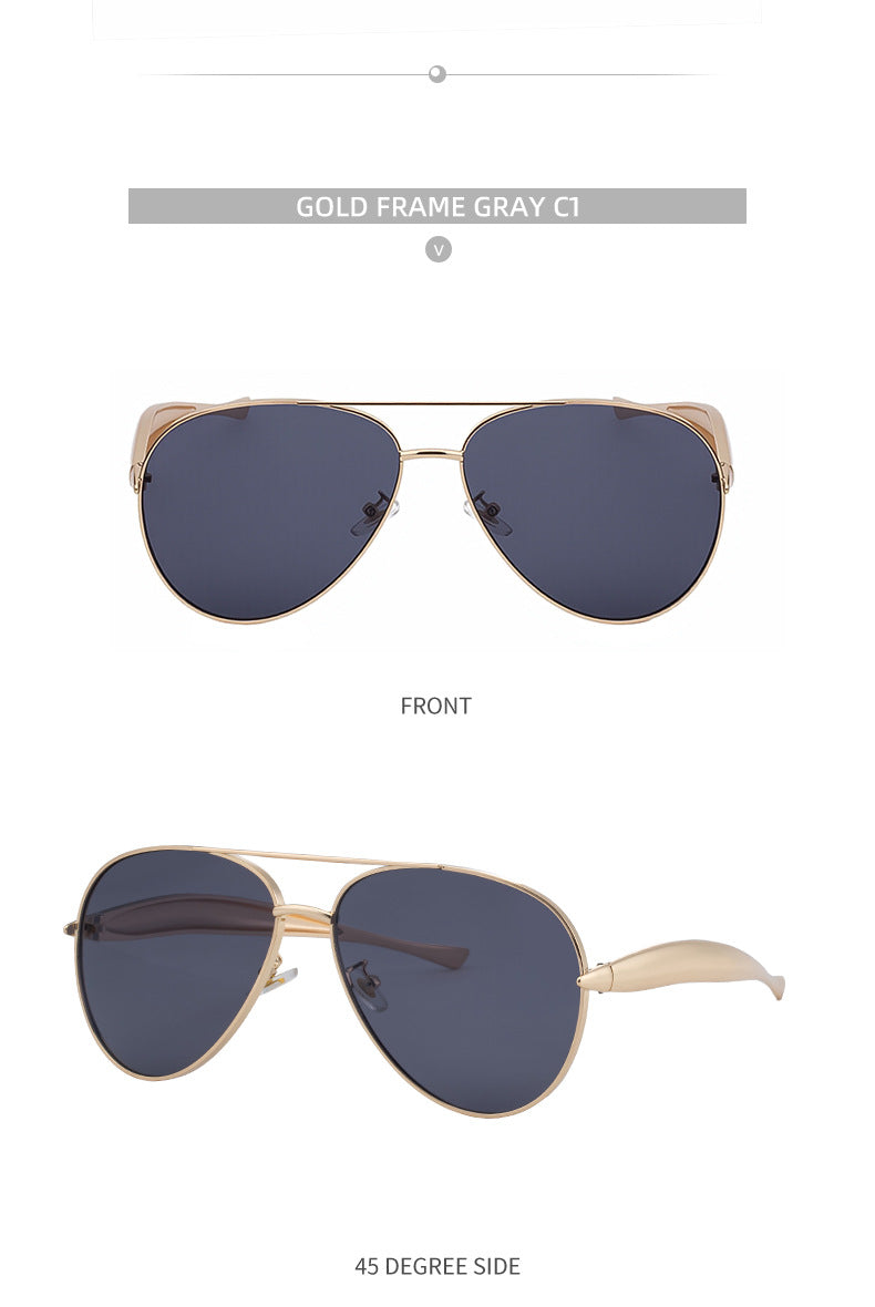 Toad-shaped Metal Sunglasses2025New Retro Plain Sunglasses High-End Feel Women Street Style Trendy Sunglasses - 图片 27