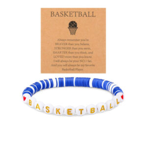 BASKETBALL Letter Soft Clay Bracelet Men's Gift Acrylic Beaded Basketball Sports Letter Soft Clay Bracelet