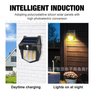 New Solar Light Outdoor Garden Light Human Body Sensing Tungsten Wall Light Garden Villa Street Light Waterproof