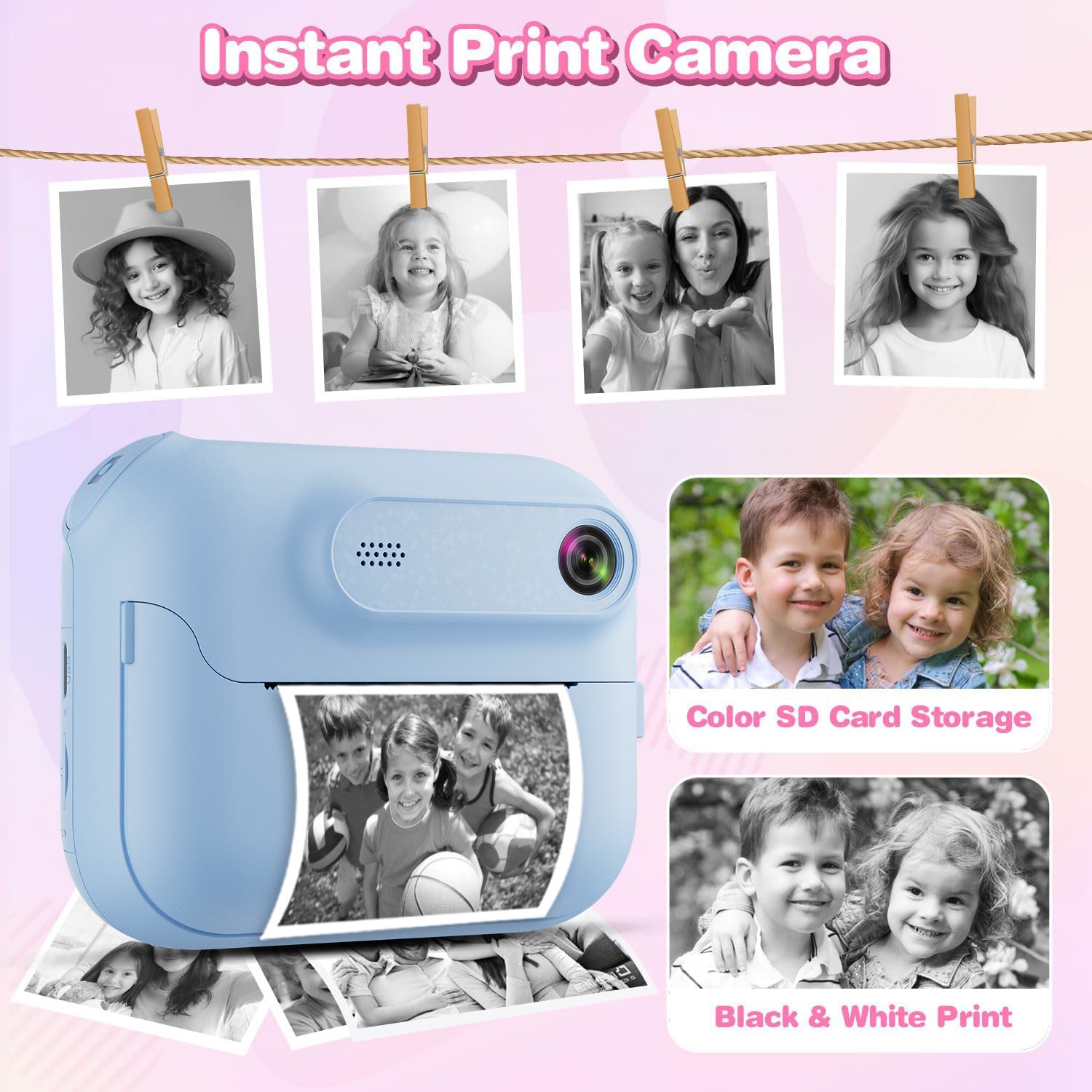 Hot-selling Polaroid Camera Children's Toy Can Take Photos and Print Black and White Photos Directly with Built-in - 图片 11