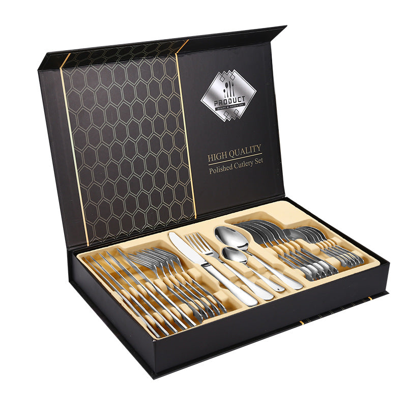 1010Stainless Steel Tableware Hotel Restaurant Knife Fork Spoon Set Western Steak Knife Fork24Set - 图片 5