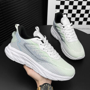 Mesh Flyknit Men's Shoes Export Hot-Selling Summer Sports Shoes Lightweight Breathable Running Shoes Large Size Men's Shoes