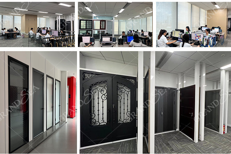 Modern House Exterior Door Double Tempered Glass Door Entry Wrought Iron Door Design - 图片 19
