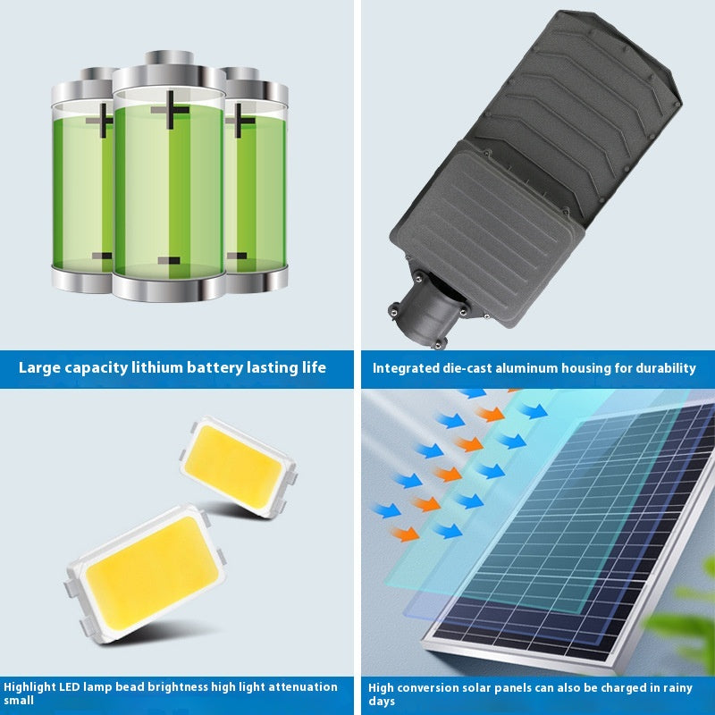New Rural Lighting Engineering 6m Road Lamp Outdoor Solar LED Lamp Wide-Angle 4-Sided Aluminum Battery for Household Garden Use - 图片 3