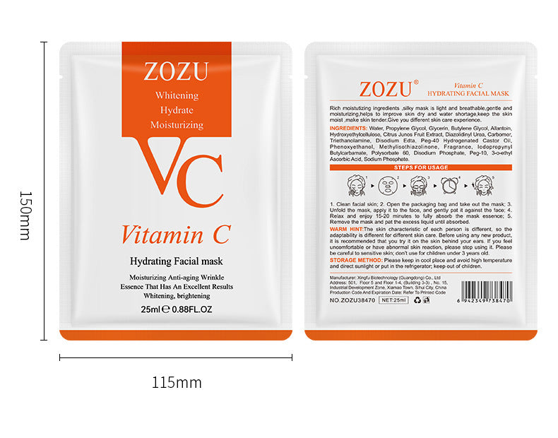 VC Facial Mask ZOZU Vitamin C Hydrating Moisturizing and Nourishing foreign trade skincare products live wholesale - 图片 18
