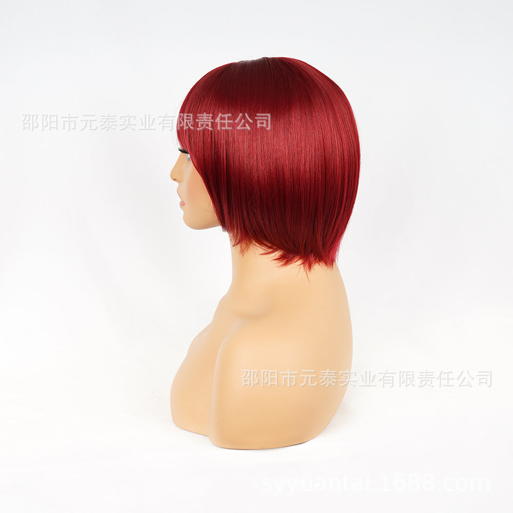 Air Bangs Medium Short Straight Hair BOBO Wig BUGwigs Neck-length European and American African Short Hair - 图片 8