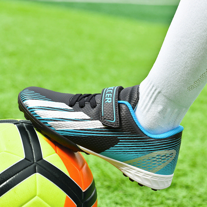 New football shoes for men and women with Velcro for children TF Broken Nail Style Youth Student Grassland Flat Training Shoes - 图片 4