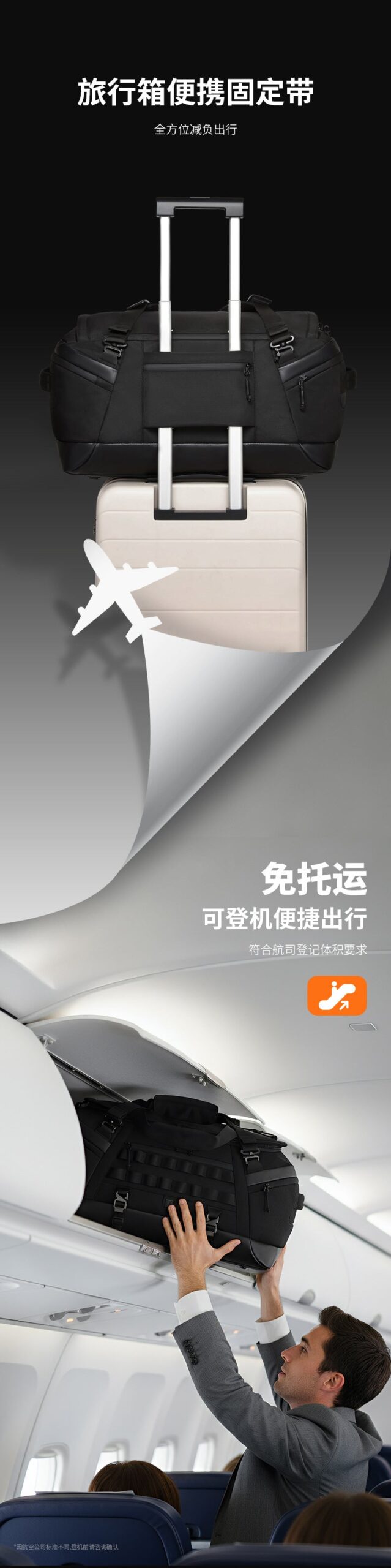 Men's Travel Bag Multifunctional Sports Fitness Bag Large Capacity Waterproof Travel Bag Business Trip Handheld Backpack - 图片 15