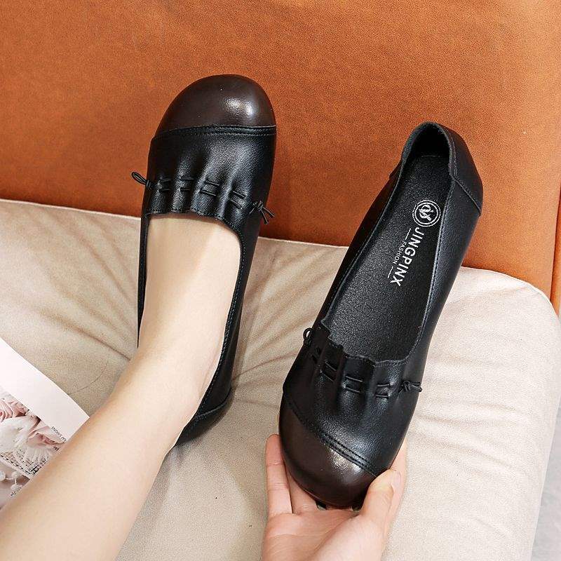 Soft Bottom2025New Spring and Summer Women's Casual Leather Shoes Flat Bottom Middle-aged and Elderly ladieswear Shoes Non-slip Women's Shoes - 图片 6