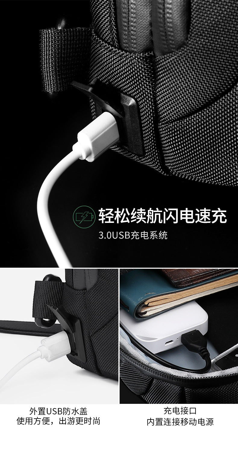 OZUKO Men's Functional Chest Bag Waterproof Crossbody Bag Multifunctional Shoulder Bag Outdoor Sports Large Capacity Trendy Bag - 图片 13