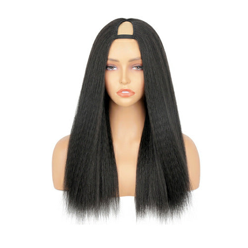 Factory Direct Sale V-part brown Yaki Straight Wig - 图片 11