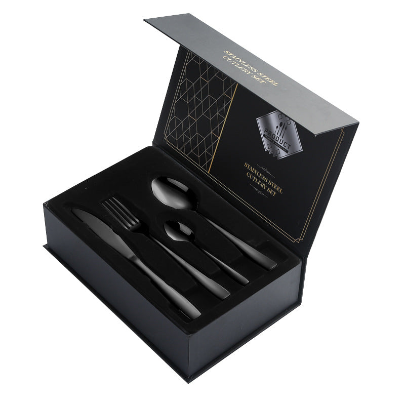 410Stainless Steel Cutlery Set Restaurant Square Handle Knife Fork Spoon24Set of Western Steak Knives and Forks - 图片 15