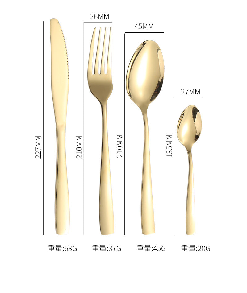 410Stainless Steel Cutlery Western Food Square Handle Knife Fork Spoon4Gift Set Cutlery Set Steak Knife Fork Spoon - 图片 15