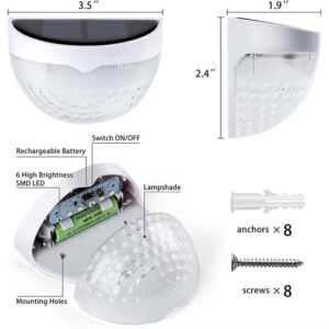 Solar Fence Light Semi-circular Step Light6LED Garden Balcony Wall Lamp Fence Courtyard Decorative Wall Lamp Outdoor