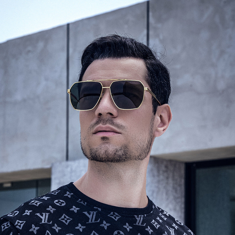 Men's Retro Double Bridge Sunglasses shades Europe and America ins Large Frame Sunglasses for Men Trendy Outdoor Cycling Glasses Wholesale - 图片 7