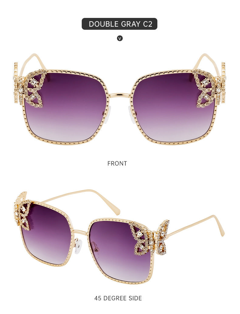 European and American Fashion Personality Butterfly Diamond Sunglasses for Women Metal Frame Sunglasses Women's Sun Protection Glasses shades - 图片 17