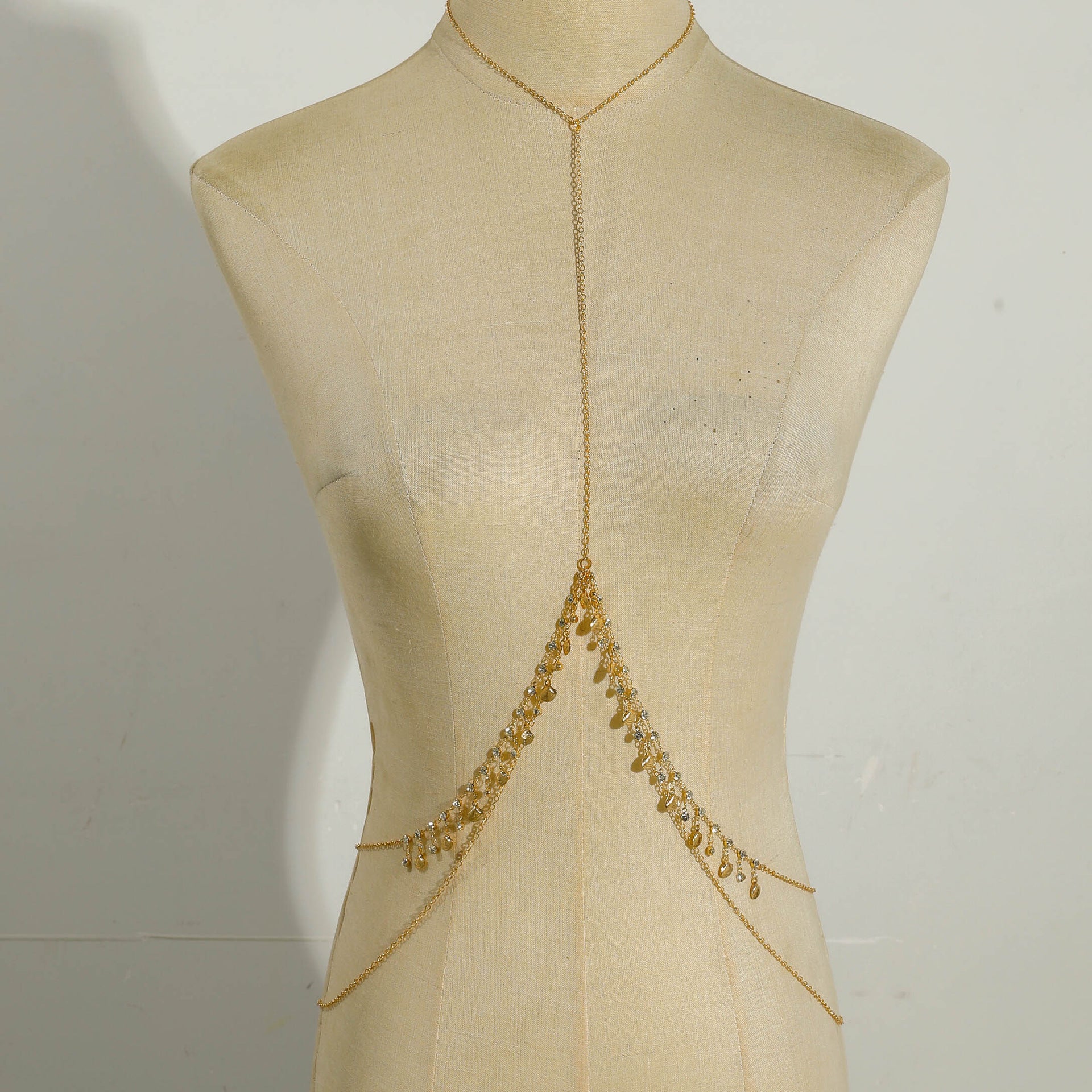 Trendy Simple Men's Body Chain Necklace Fashion Imitation Emerald Heart Hollow Chest Chain with Diamonds - 图片 16