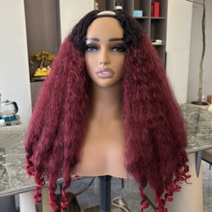 DR2/9T2 Ombre Burgundy V part Afro Wig with Curly End