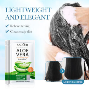 Aloe Vera Shampoo SADOER Smooth and Refreshing Portable Shampoo Sachets Cross-Border Wholesale