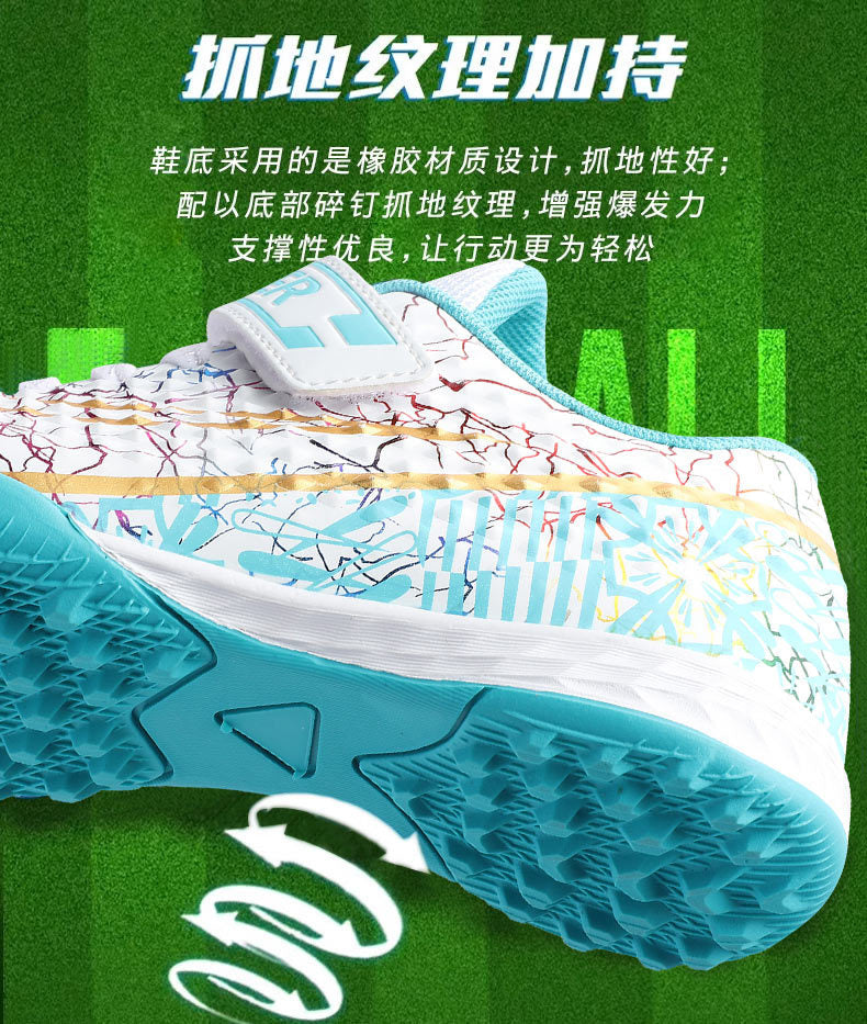 New Football Shoes for Men and Women, Children's Low-top Anti-collision Spike Magic Tape No-tie Grass Training Sports Shoes - 图片 15