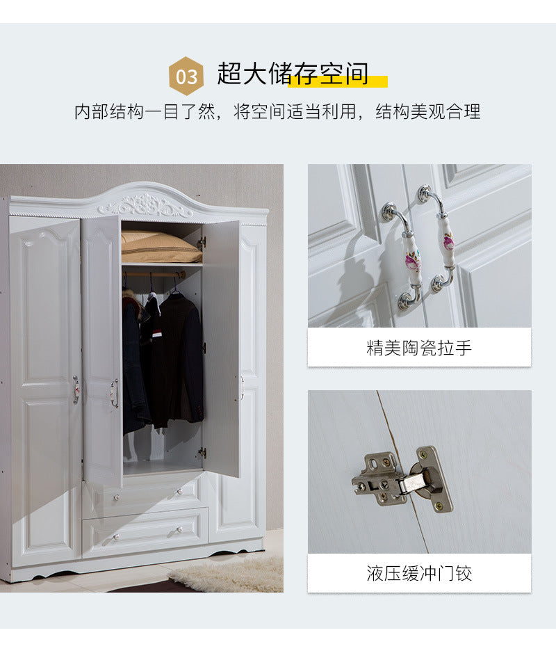 Economical Cabinet Three or Four Doors Bedroom Wardrobe Storage Panel Multi-Functional Assembly European Style Multi-Functional Storage Closet - 图片 15