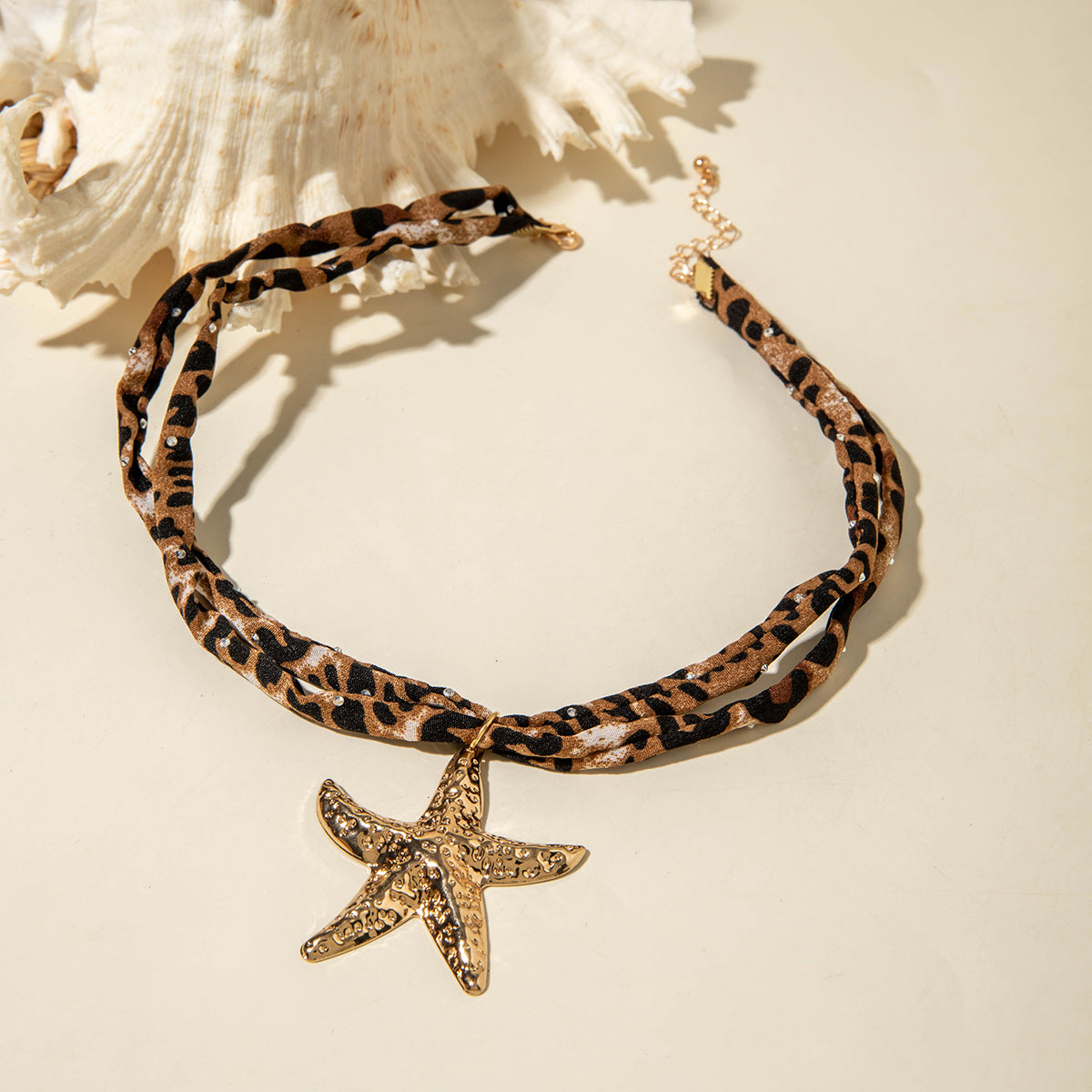 European and American Style Ocean-themed Cross Conch Starfish Pendant Leopard Print Exaggerated Necklace Collarbone Chain Jewelry - 图片 23
