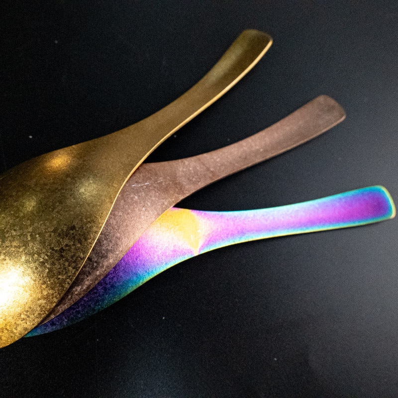 Pure Titanium Spoon Household Uncoated Ice Flower Craft Outdoor Pure Titanium Soup Spoon Hot Pot Wide Spoon High Temperature Coloring Titanium Soup Spoon - 图片 11