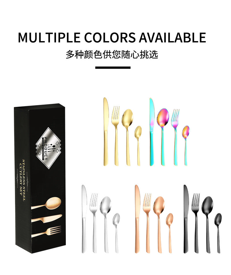 410Stainless Steel Tableware Restaurant Steak Knife Fork Oblique Handle Western Food Knife Fork Spoon6Human Portion24Set - 图片 14