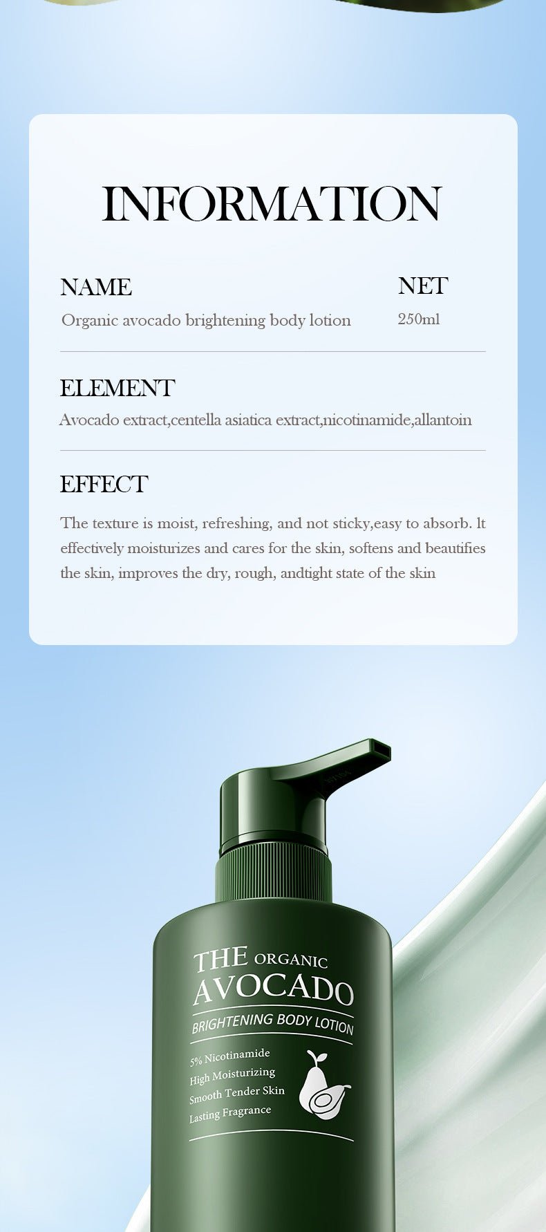 Avocado Niacinamide Body Lotion SADOER Autumn and winter skin rejuvenation body cream cross-border foreign trade wholesale - 图片 15