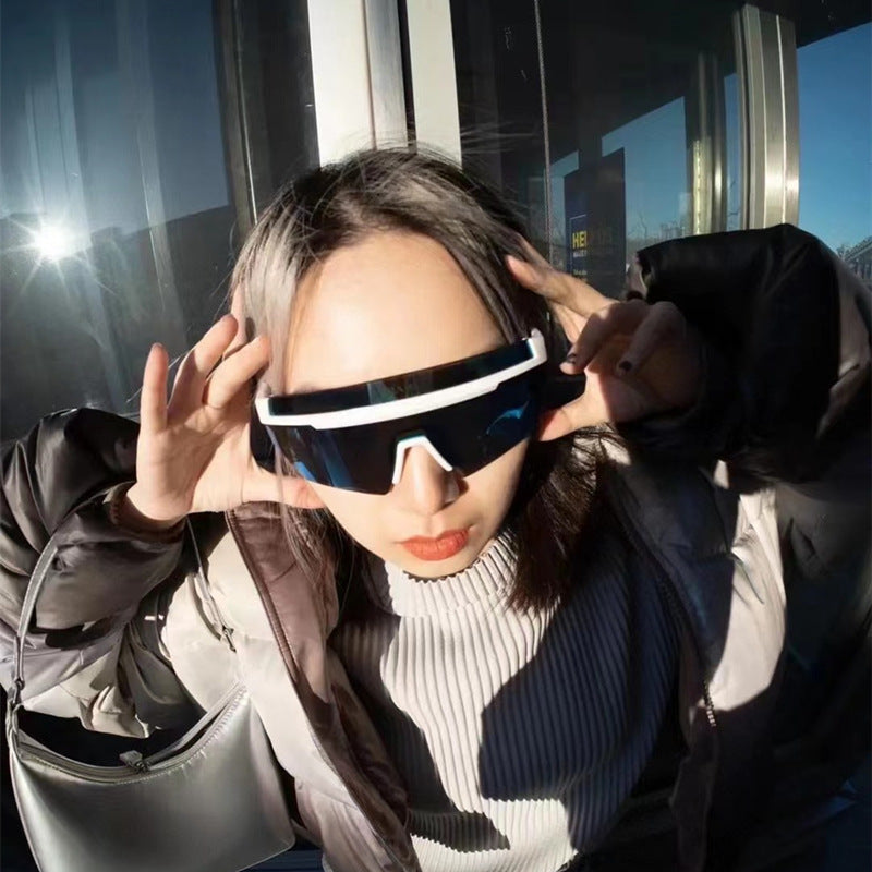 European and American Style Colorful Outdoor Sports Cycling Sunglasses for Women Trendy Fashion One-piece Windproof Sunglasses for Men Wholesale - 图片 6