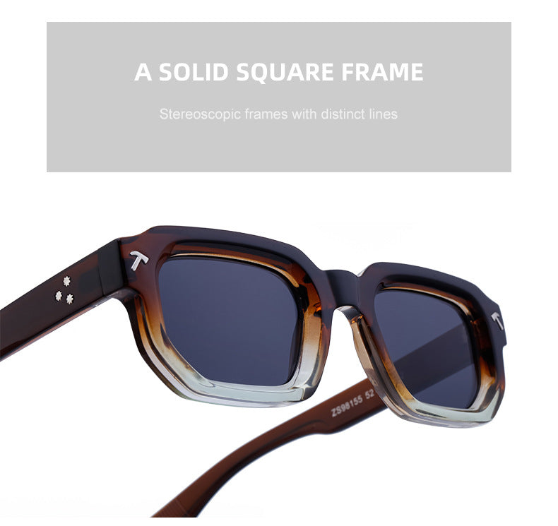 New European and American Fashion Square Frame Sunglasses for Men, Simple Personality Black Frame Glasses sunglasses - 图片 20