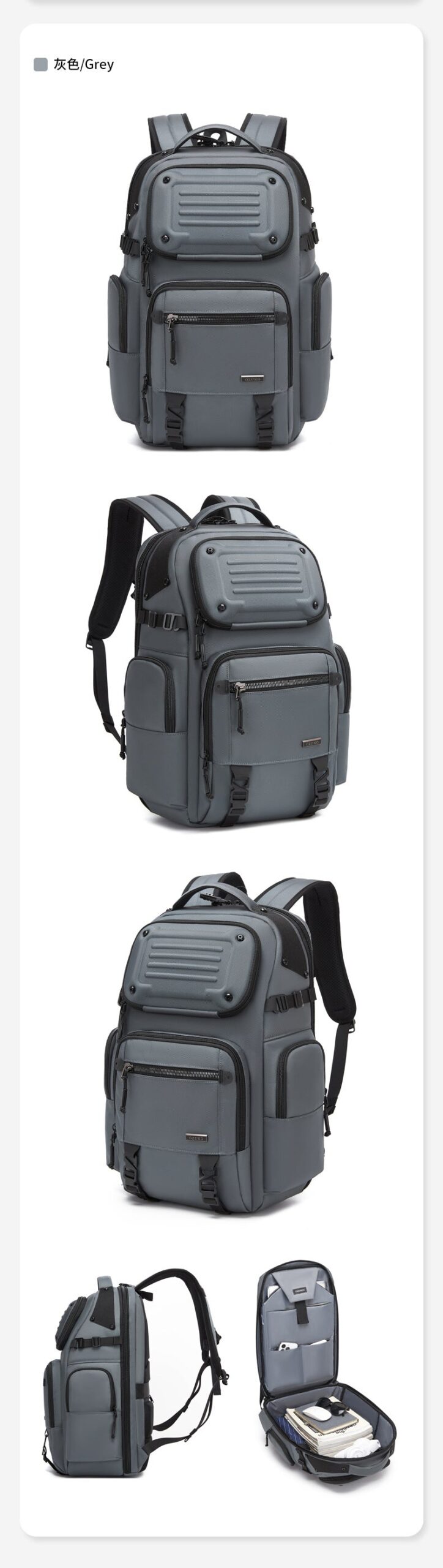 ozuko Business Backpack Men's Large Capacity Waterproof Computer Bag15.6Men's Commuter Backpack with High-End Feel - 图片 24