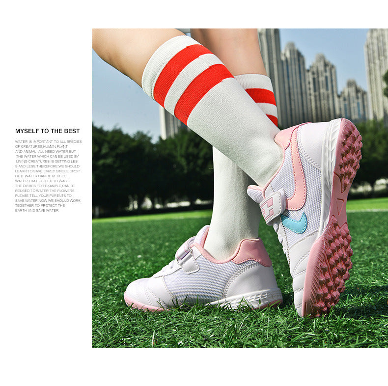 New football shoes for men and women with Velcro for children TF Broken Nail Style Youth Student Grassland Flat Training Shoes - 图片 29