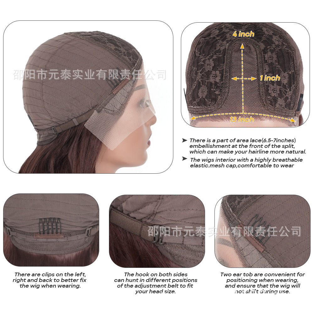 Cross-Border European and American Style Wig Middle Part Black Big Wave Long Curly Hair Synthetic High-Temperature Fiber Manufacturer European and American Style Long Curly Hair - 图片 15