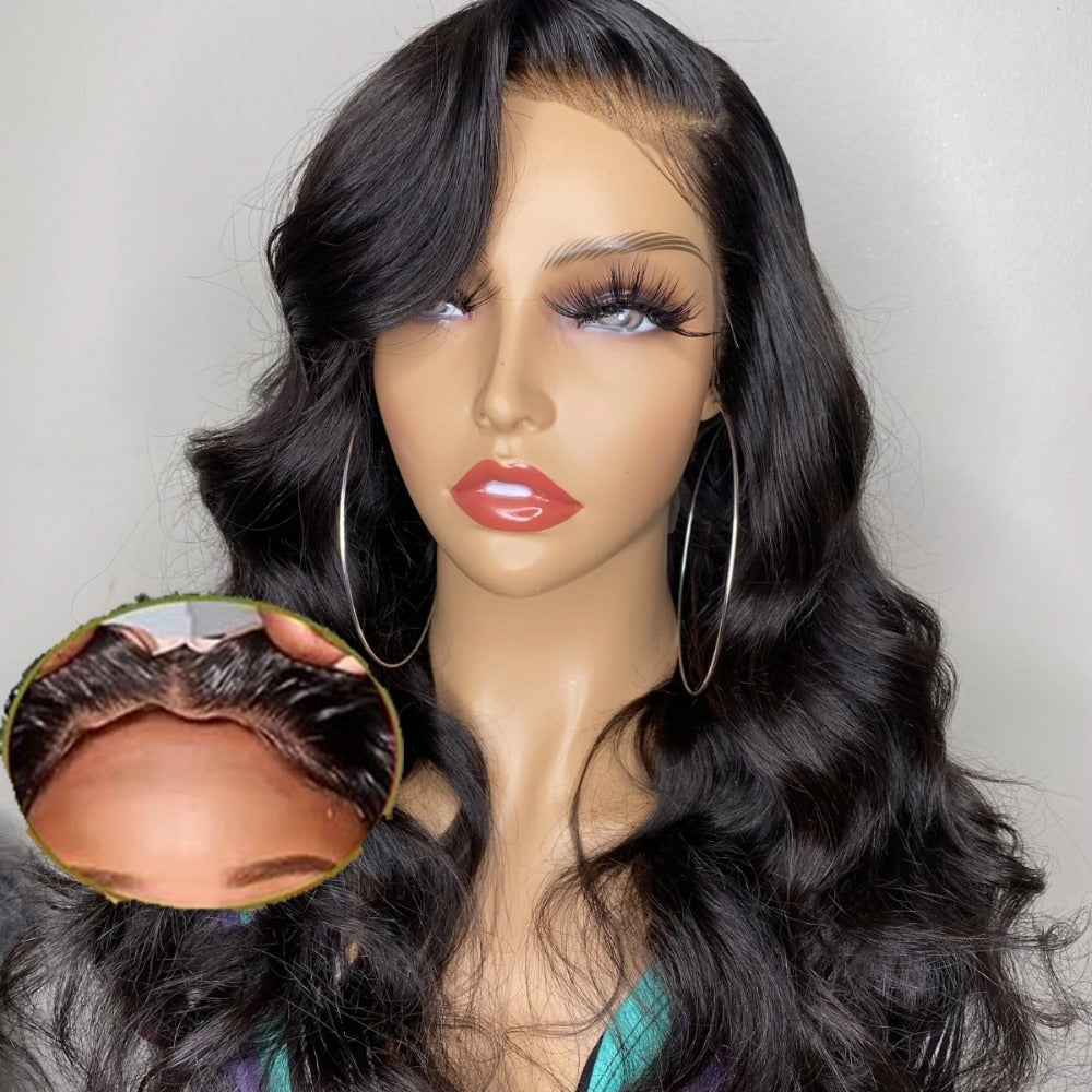 European and American Style Black Big Wave Long Hair Wig for Women, Amazon Available, Front Lace Mesh Synthetic Wig, European and American Style - 图片 6