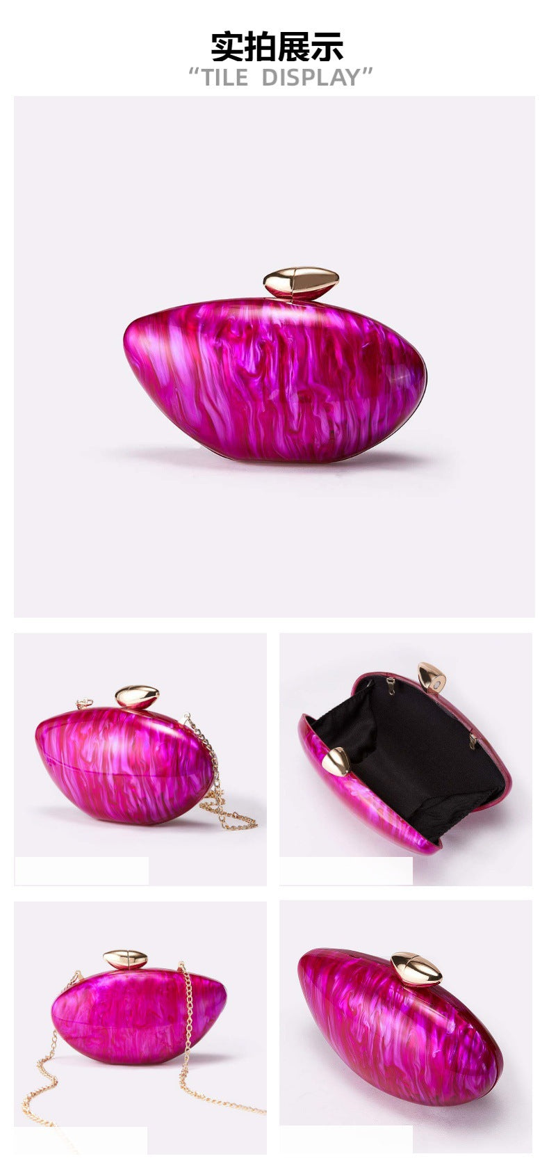 European and American Trend New Style Bag for Women Fashionable Light Luxury Versatile Bullet Head Acrylic Simple Evening Bag Clutch for Women - 图片 14