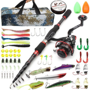 Wholesale Retractable Lure Rod Set Straight Handle Lure Spinning Reel Lure Bait Combination European and American Popular Fishing Gear