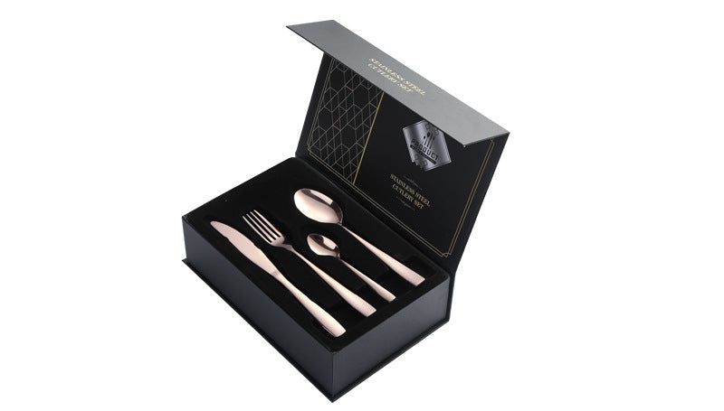410Stainless Steel Cutlery Set Restaurant Square Handle Knife Fork Spoon24Set of Western Steak Knives and Forks - 图片 30
