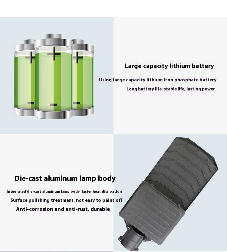 New Rural Lighting Engineering 6m Road Lamp Outdoor Solar LED Lamp Wide-Angle 4-Sided Aluminum Battery for Household Garden Use - 图片 17