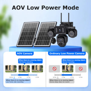 AOV Solar Monitoring HD Four-eye Solar Surveillance Camera Outdoor24Hourly Real-Time Monitoring