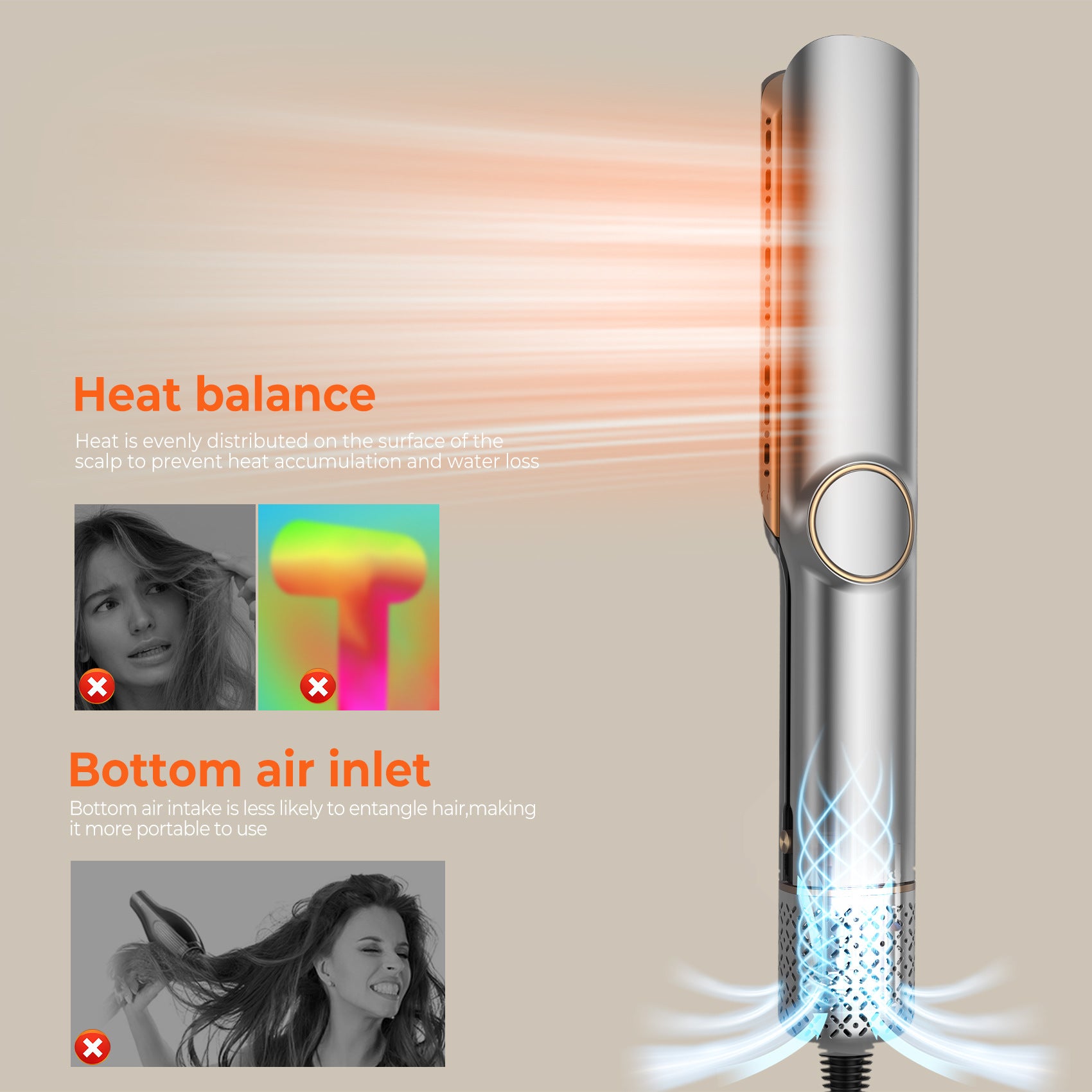 Straight Hair Straightener Blow Dryer 2-in-1 Hair Straightener Dry and Wet Dual-Use Hair Dryer Clip Negative Ion Hair Dryer Comb - 图片 13