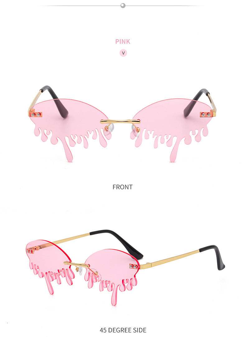 Christmas Costume Personality Tear Sunglasses for Women Metal Frameless Sunglasses Trendy European and American Party Funny Glasses - 图片 22