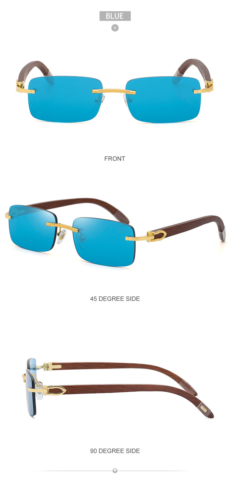 Fashion Sunglasses for Men Frameless Wooden Leg Slingshot Sunglasses Men Trendy Wooden Optical Frame sunglasses - 图片 33