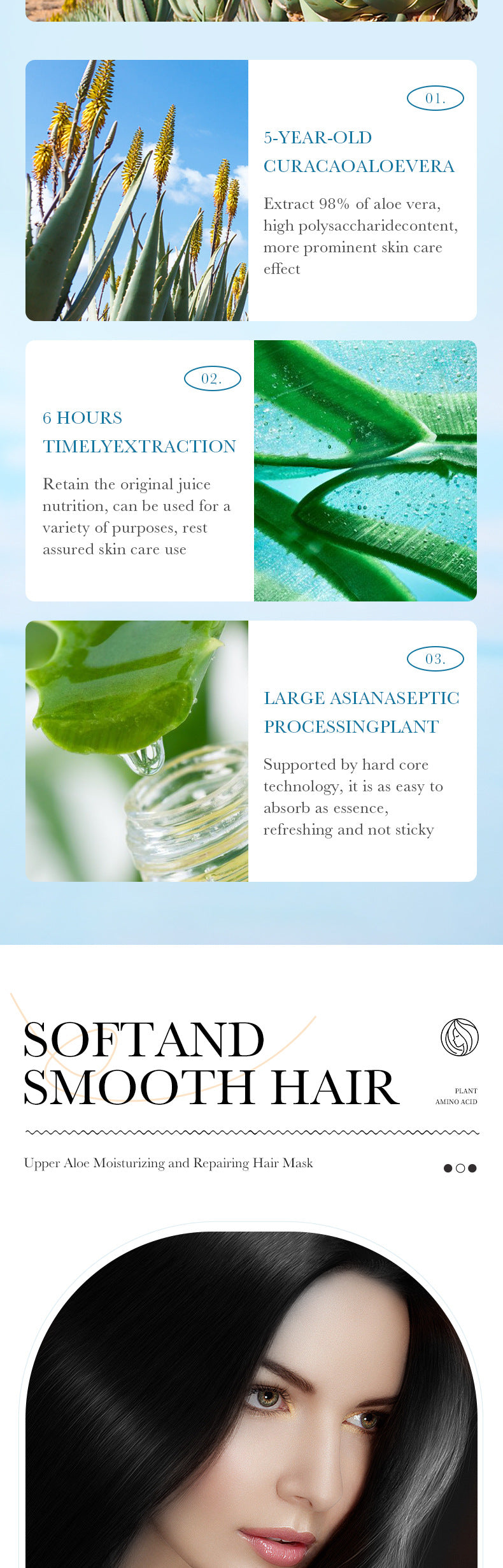 Aloe Vera Hair Mask500gSADOER Moisturizing, smooth and silky hair conditioner cross-border wholesale - 图片 10