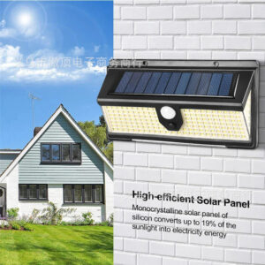 New solar light outdoor wall lamp190LED Human Body Sensor Garden Light Three-Sided Emitting Small Street Light with Colorful Lights