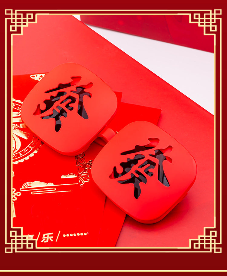 2025New Year Flip Cover Fortune Children's Sunglasses Red Square Frame Glasses Fashion Polarized New Year Sunglasses Sunshade Glasses - 图片 13
