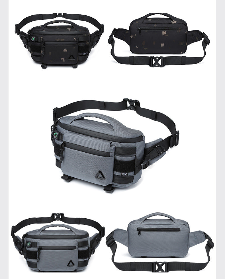 OZUKO Men's Waist Bag Waterproof High-End Crossbody Bag Chest Bag Tactical Trendy Portable Functional Travel Bag - 图片 28