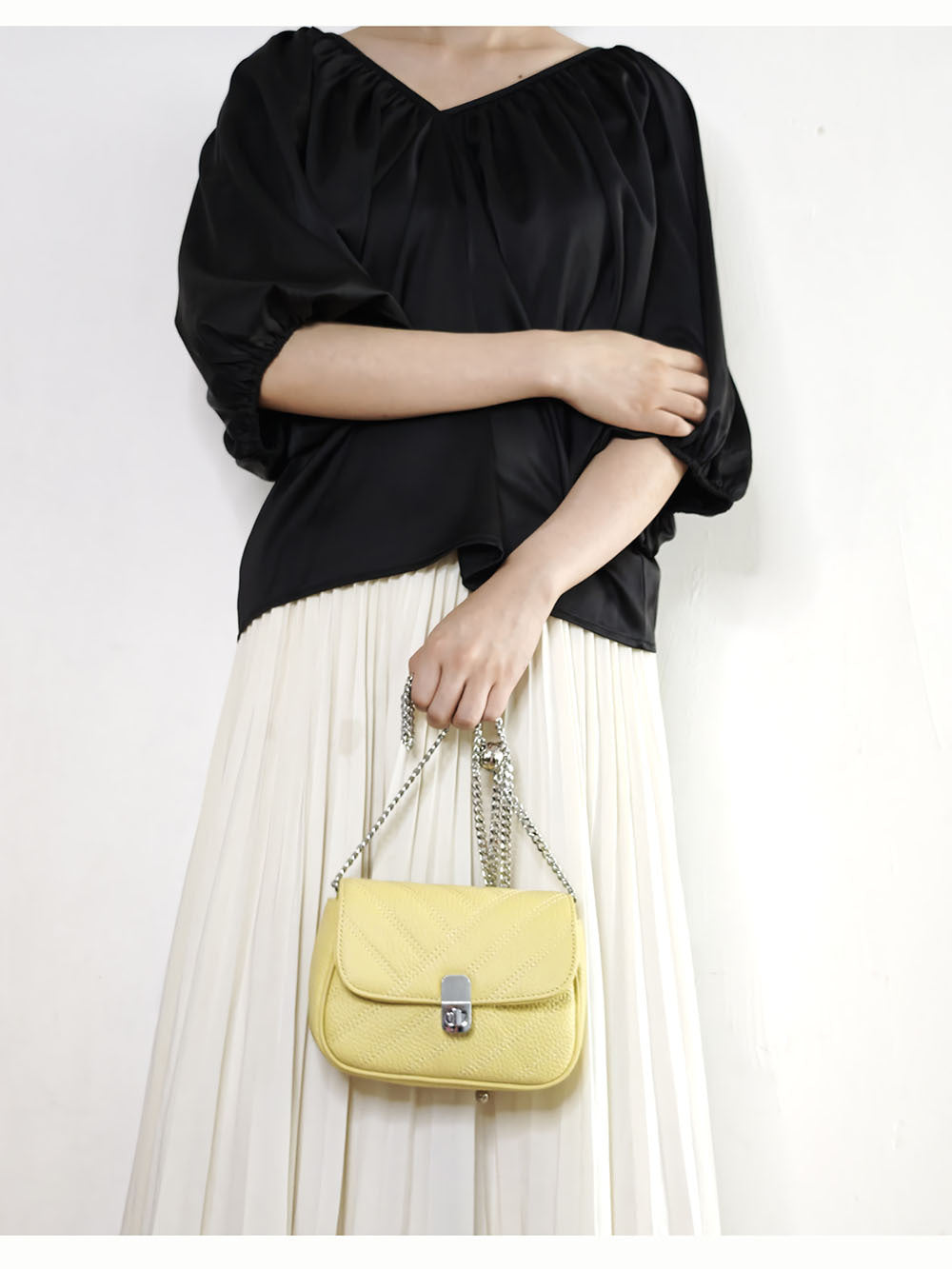 Genuine Leather Women's Bag New Metal Chain Small Square Bag Simple Versatile Chanel Style Single Shoulder Solid Color Embroidered Thread Crossbody Bag - 图片 43